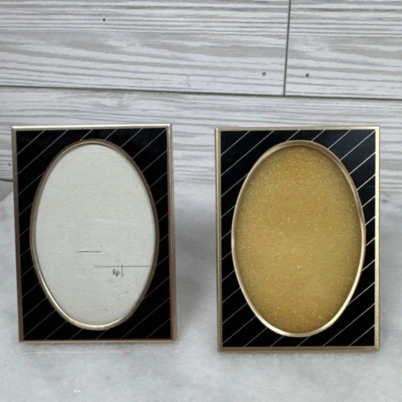 Pair of Vintage Small Metal Picture Frame Brass Tone Gold 2x3