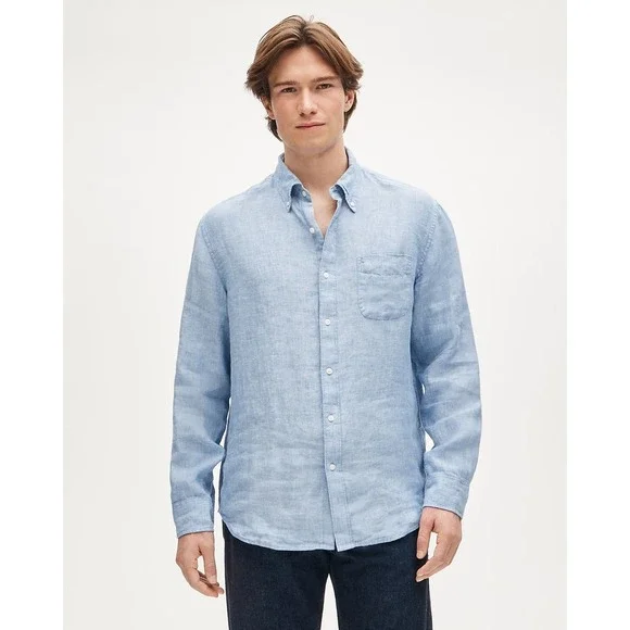 J. Crew Men's Slim Untucked Baird McNutt Irish linen shirt Amalfi Blue Large NWT