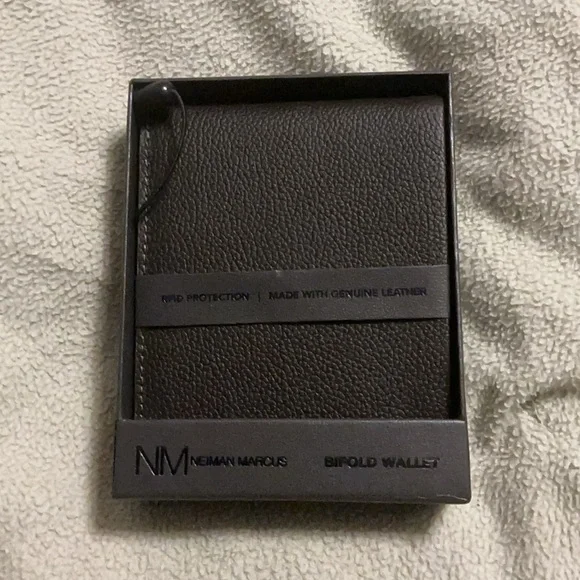 Neiman Marcus Black Leather Bifold Wallet