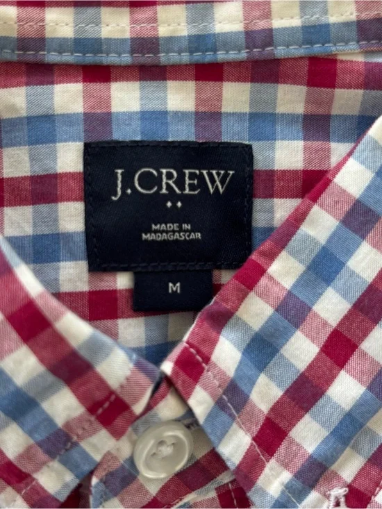J. Crew Men's Red, Blue & White Gingham Button-Down Shirt