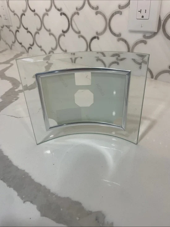 Glass Curved Photo Frame - Clear Silver Accent