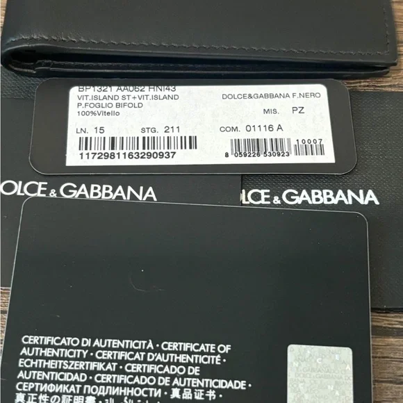 Dolce & Gabbana Black Leather Bifold NEW