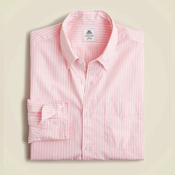 J. Crew Thomas Mason® for J.Crew washed poplin shirt pink and white stripes