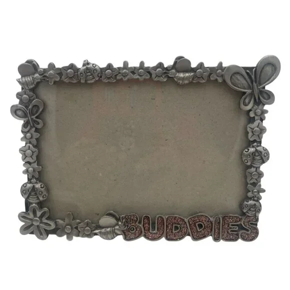 Vintage Buddies Metallic Picture Frame with Butterfly & Ladybug Accents