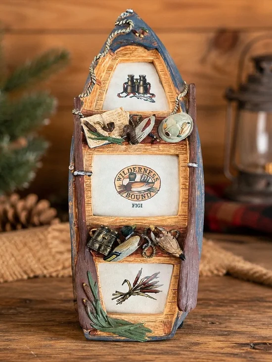 Wilderness Bound FIGI Duck Boat 3 Photo Frame Cabin Hunting Fishing Decor