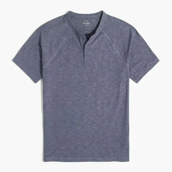 NWT J.Crew Performance Henley Navy Shirt Mens Size Large