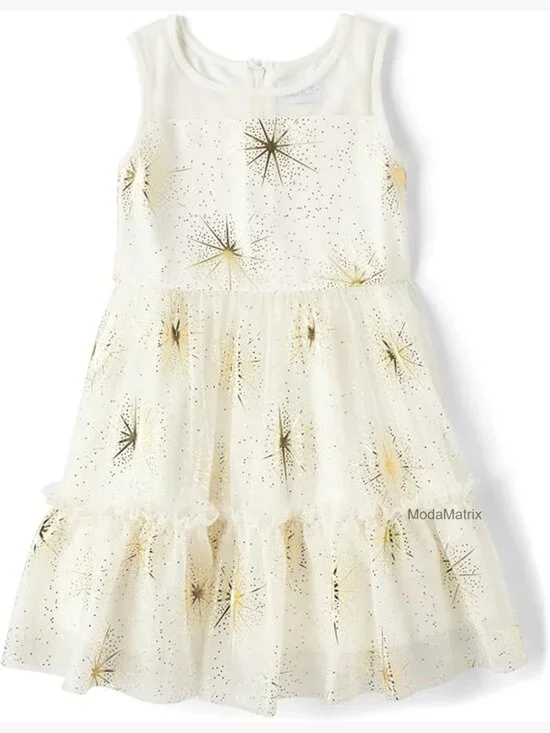 Girls Sleeveless Tiered A-Line Occasion Dress with Loose Fit