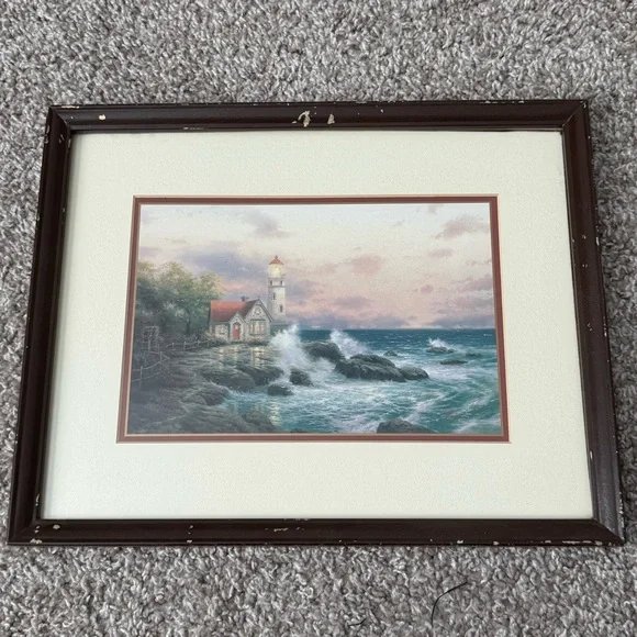 Beacon of Hope by Thomas Kinkade Ocean Lighthouse Framed Picture