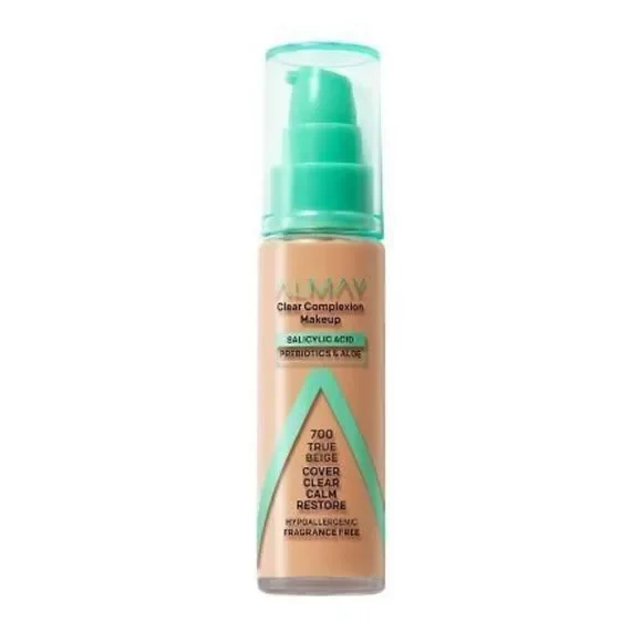 700 Almay Clear Complexion Foundation Makeup w/ Salicylic Acid Prebiotics & Aloe