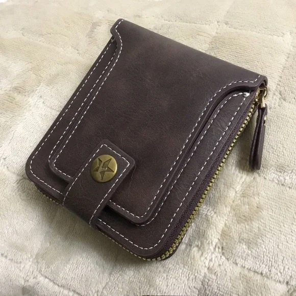 Simple Dark Brown Faux Leather Wallet
