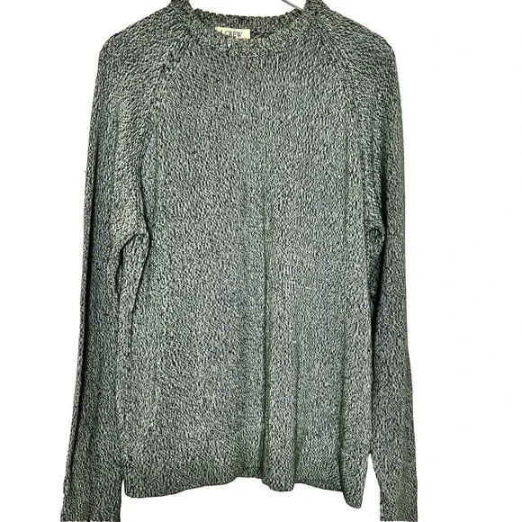 J. Crew Men Ragg Sweater L Pullover Vtg Merino Wool Green Gray Knit 90s Workwear