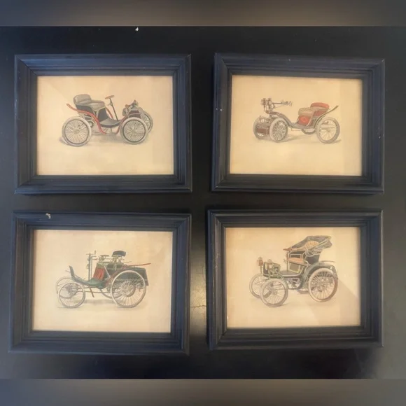 Vintage Automobile / Car Prints Framed set of 4