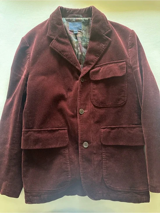 J. Crew Men's Burgundy Corduroy  Jacket