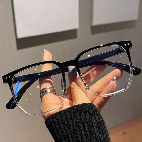 BOGO! Blue Light blocking glasses Large Black Clear frames Non Prescription