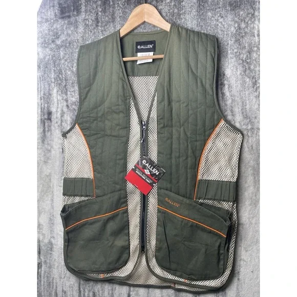 Allen Company Ace Range Shooting Zip Mesh Green Vest Men's Size M/L Gel Pad