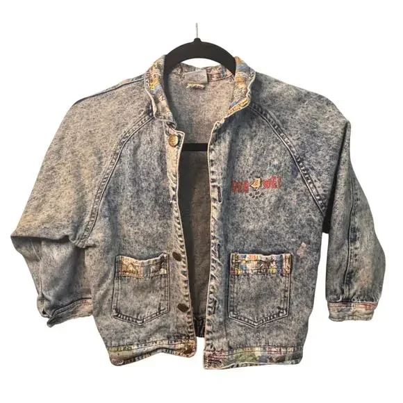 Vintage 1989 Youth Pee Wee Herman Official Brand Denim Jacket w/Back Design