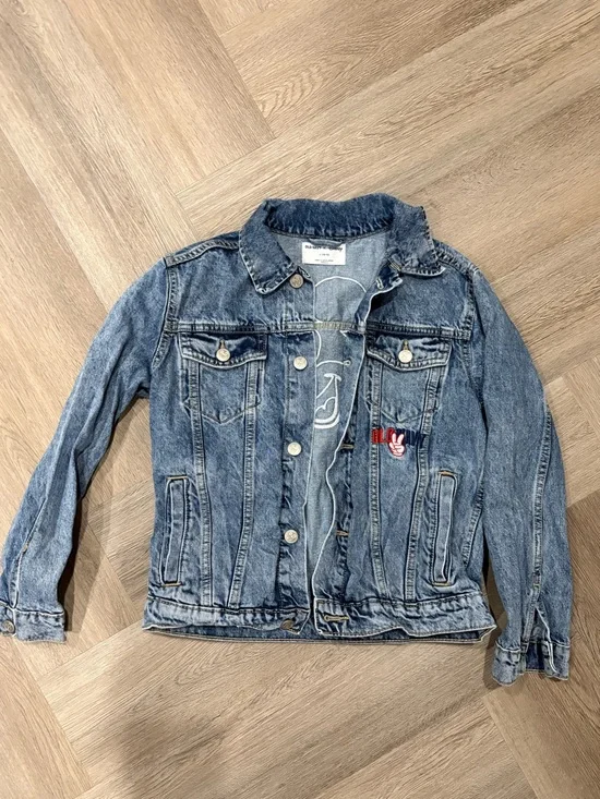 Old Navy x Disney Mickey Mouse Logo-Graphic Jean Trucker Jacket Size Kids L