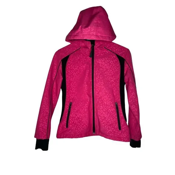 Snowzu Pink Black Hooded Zip Up Pockets Girls Jacket Size 10 12 M Medium