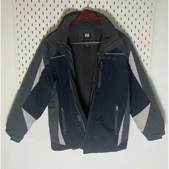 Free Country Boys FC Extreme Tech Winter Jacket Black Grey XL 14/16 Fleece Lined