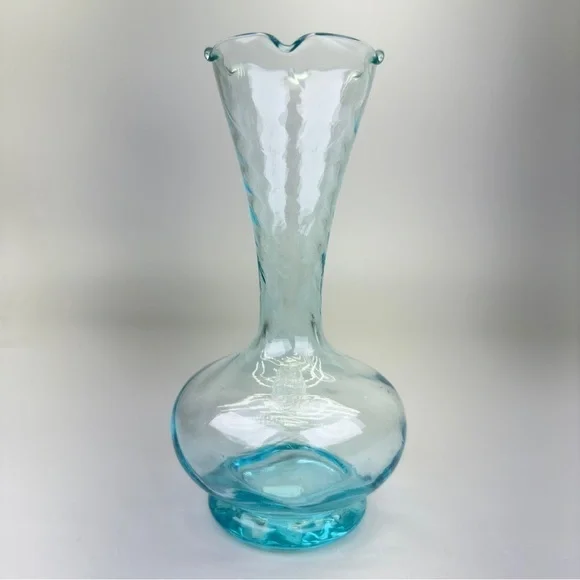 Vintage Turquoise Swirl Glass Vase