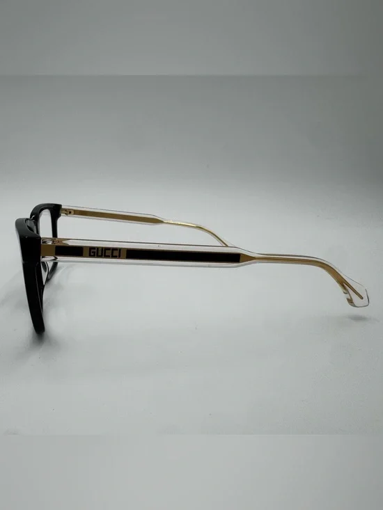 Gucci Black and Gold Rectangular Glasses