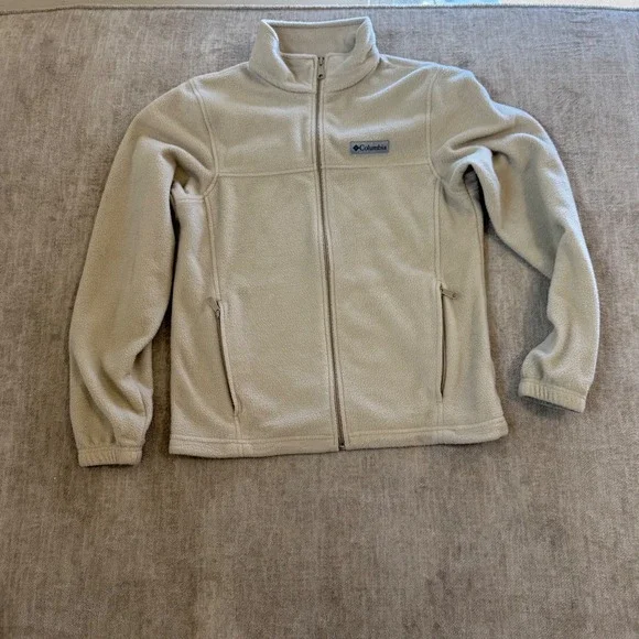 Columbia Mens Small Oatmeal Cream Steens Mountain Full Zip Fleece Jacket XM6354