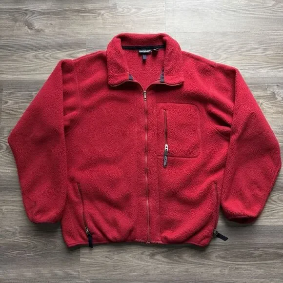 Vintage 90s Patagonia Synchilla Zip Red Fleece Jacket Pullover Size XL USA Pile