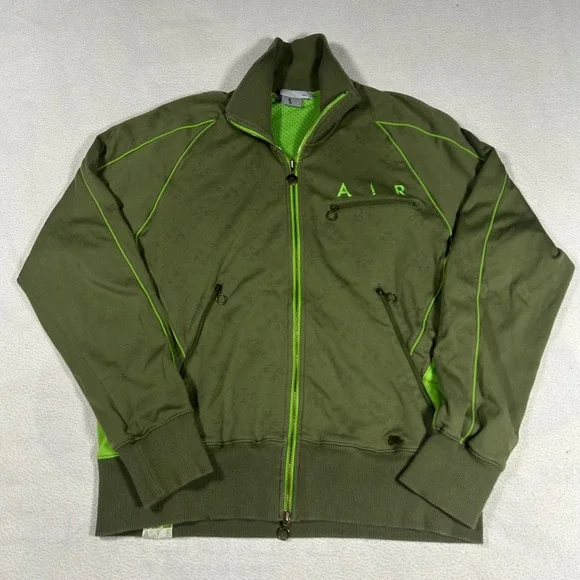 VTG Y2K Nike Track Jacket Mens Large Green Air Monogram Full Zip Mock Neck