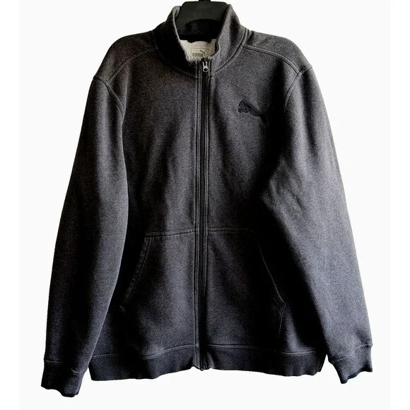 Puma Men's Full Zip Jacket Charcoal Gray Warm Cell Fabric Fleece XXL Athletic