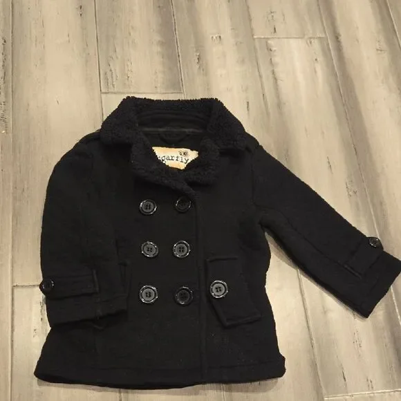 Sugarfly Black Double-Breasted Pea Coat