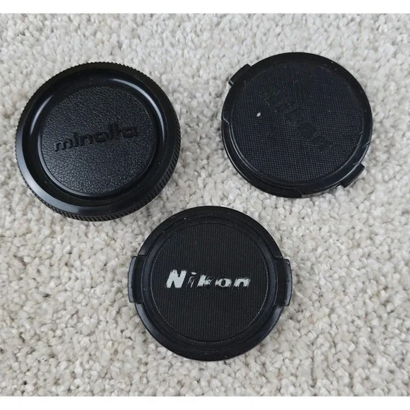 Nikon & Minolta Camera Lens Cap Bundle Black Vintage Replacement Parts