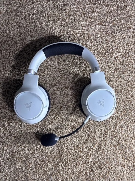Razer White Over-Ear Gaming Headset with Detachable Boom Mic
