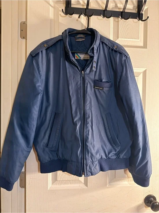 Vtg 80s Members Only Iconic Racer Jacket Mens Blue Bomber Rainbow Tag 36