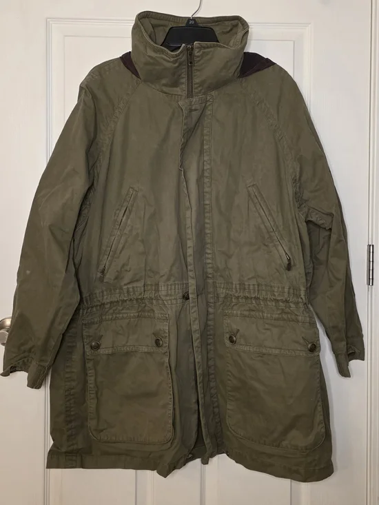VTG 90s Timberland Weathergear Khaki Green & Brown Hooded Full Zip Jacket