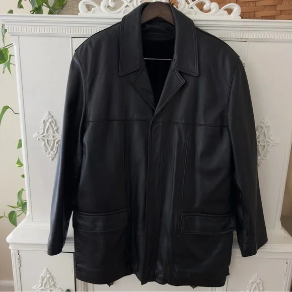 Vintage Men’s Leather Faux Fur Lined Coat