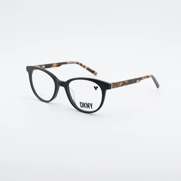 DKNY DK5050 001 Eyeglasses - Black/Havana 50mm Round Frame