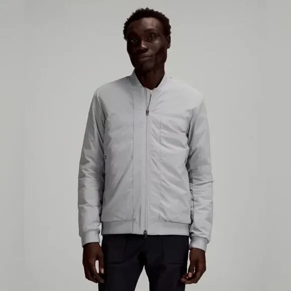 Lululemon Men’s Goose Down Insulated Primaloft Intermission Bomber Jacket Gray