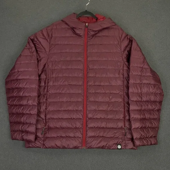 REI Co-op Puffer Jacket Mens XL Burgundy 650 Down Hoodie