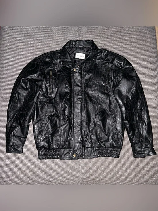 Rare 80s Black Bomber-Style Genuine Leather Jacket - Unbranded
