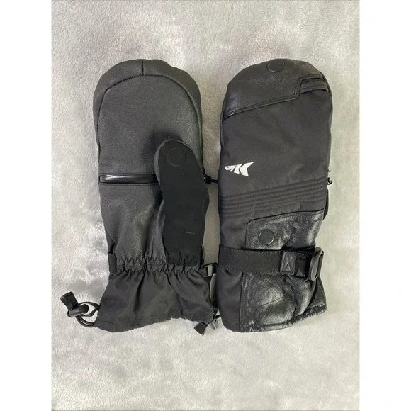 KastKing ThermoGrip Ice Fishing Mittens Mens L Black Leather Fingerless Cold