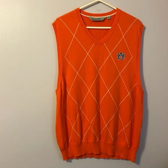 Campus Specialties Auburn University Orange White Argyle Knit Sweater Vest XXL