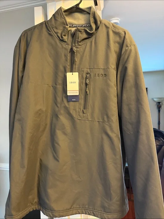 IZOD Men's Olive Quarter-Zip Pullover Jacket