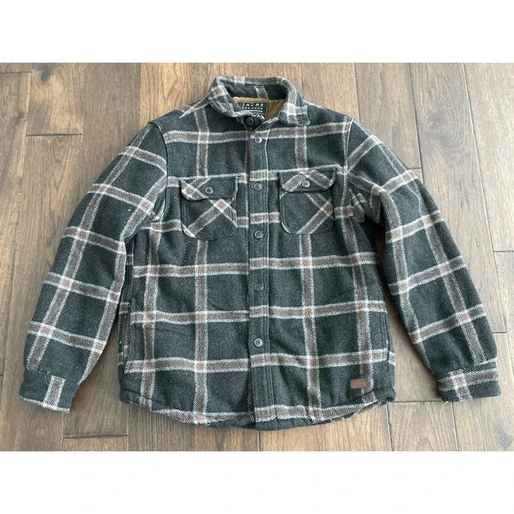 JACHS Plaid Flannel Sherpa‎ Lined Shirt Jacket Plaid Shacket Size Medium