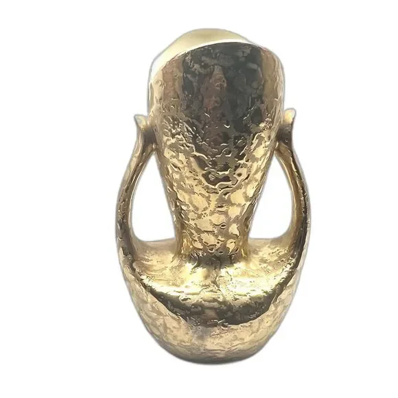 24k Weeping Gold Double Handled 9” Vase ~ Made In USA