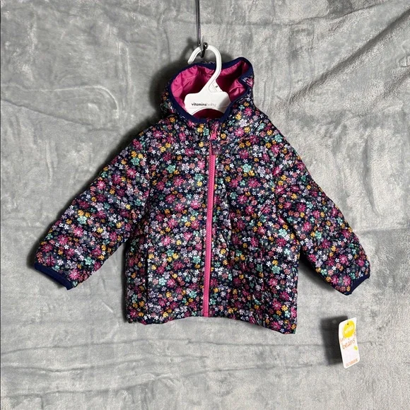 Jumping Beans Coat NWT 18M Multicolor Floral Jacket‎ with Pink Hood and lining