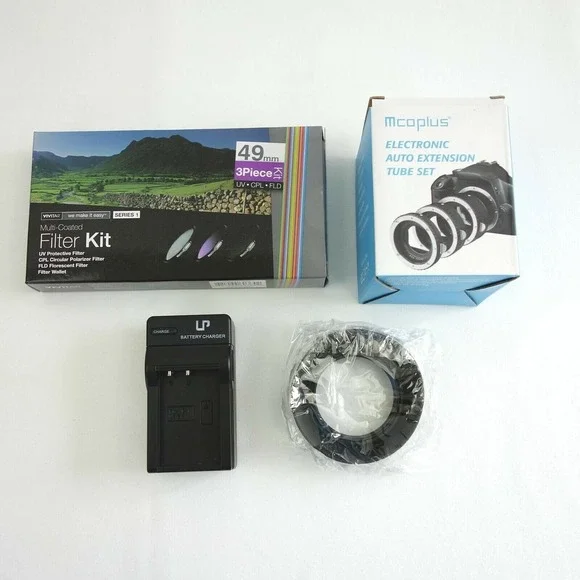 49mm Camera‎ Accessories Vivitar Filter Kit Auto Extension Tube Set Charger Lens