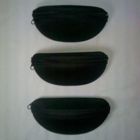 (3) Hard Sunglass Cases with Zipper:  Sturdy Black Shell.  Never used!