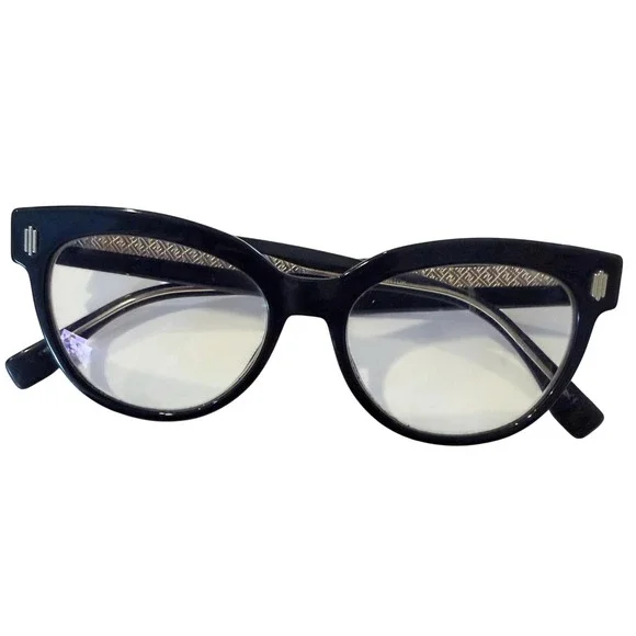 Fendi Roma Black Cat Eye Optical Glasses Frames FF Monogram FF0464/807 145 Italy