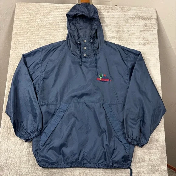 Vintage Turbo Zone Arizona‎ Wildcats Anorak Windbreaker Navy Blue Mens Large