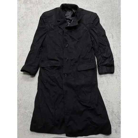 Joseph & Lyman Coat Mens Small‎ Black 100% Cashmere Long Overcoat Bloomingdale's